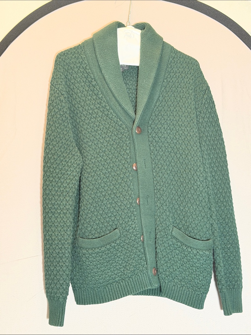 J. Crew Men's Shawl Collar Knit Cardigan Sweater - Green